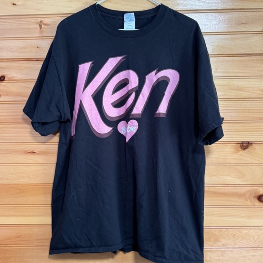 Ken Barbie Mattel Black T-Shirt with Pink Logo XL